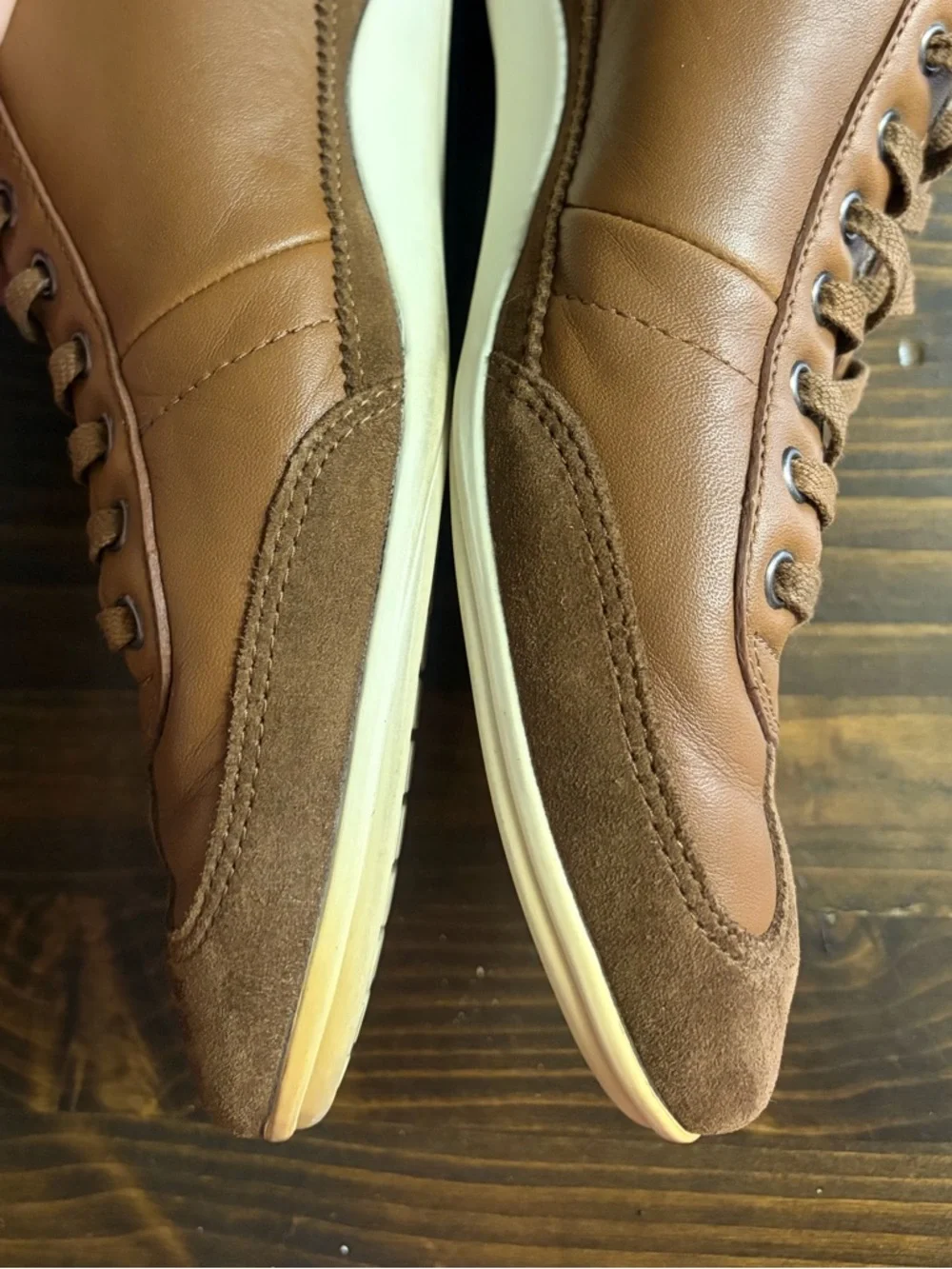 Lacoste Men’s Misano 15 SRM Brown Leather & Suede Low-Top Sneakers Size 11
